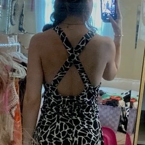 knee length dress, 5’4 for reference, zipper on back